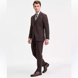 Kenneth Cole reaction two piece suit men’s size 40L 33W brown stripe new NWT